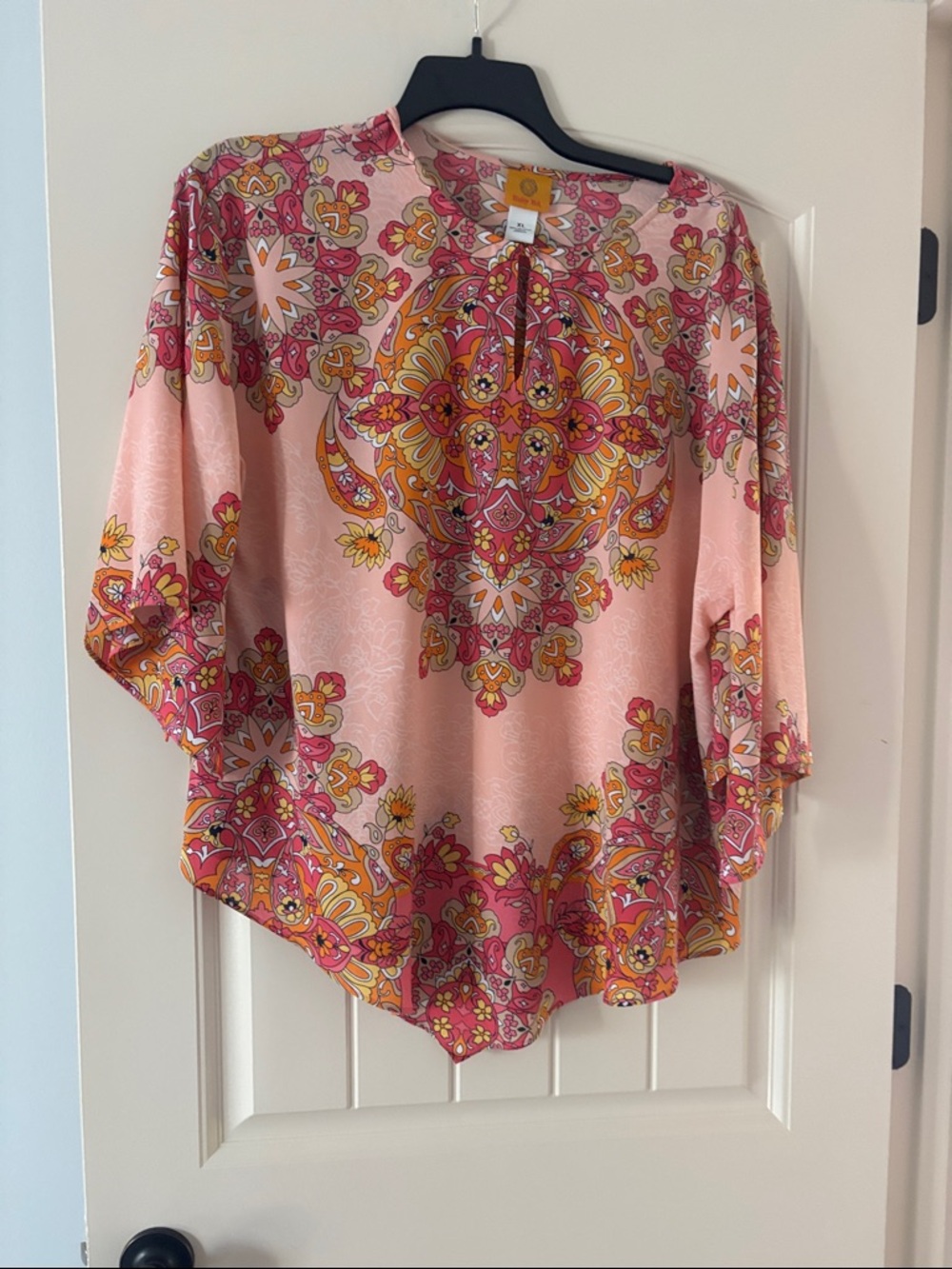 Ruby Rd. Pink Paisley-Print Boho Tunic